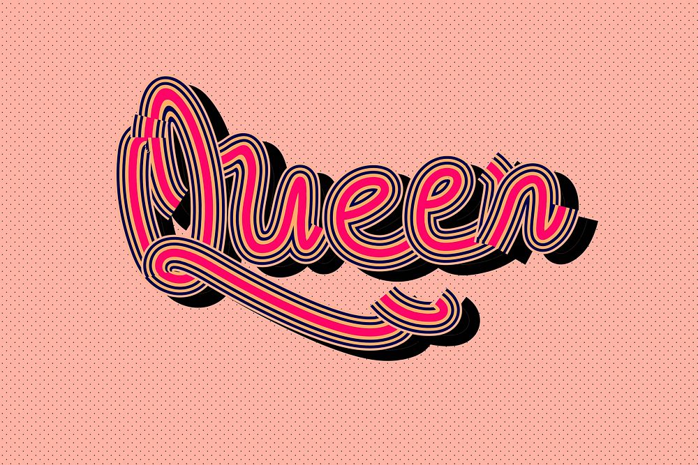 Hot pink Queen vector calligraphy wallpaper funky