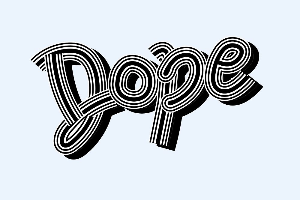 Vector blue Dope funky word typography