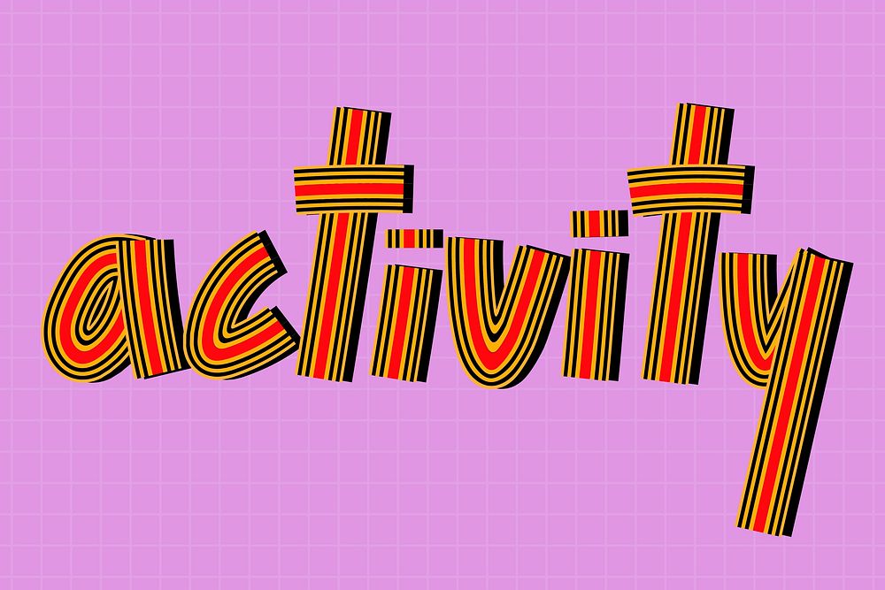 Health word activity vector line font retro typography handwritten