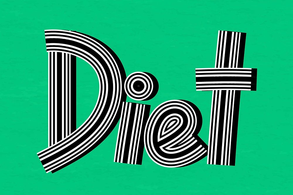 Retro diet vector doodle text typography
