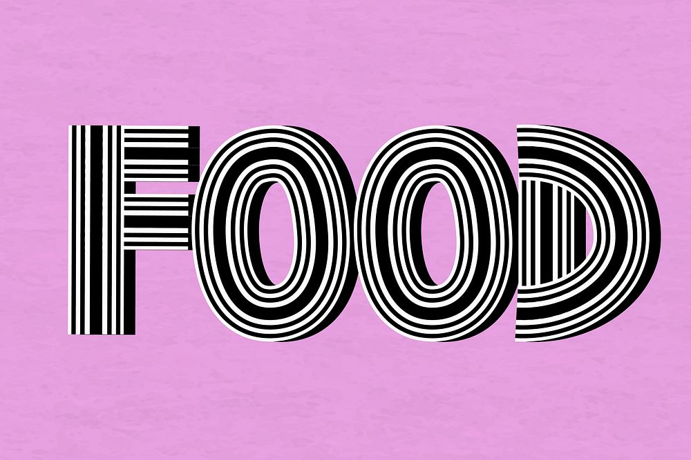 Retro vector food health word multi line font typography