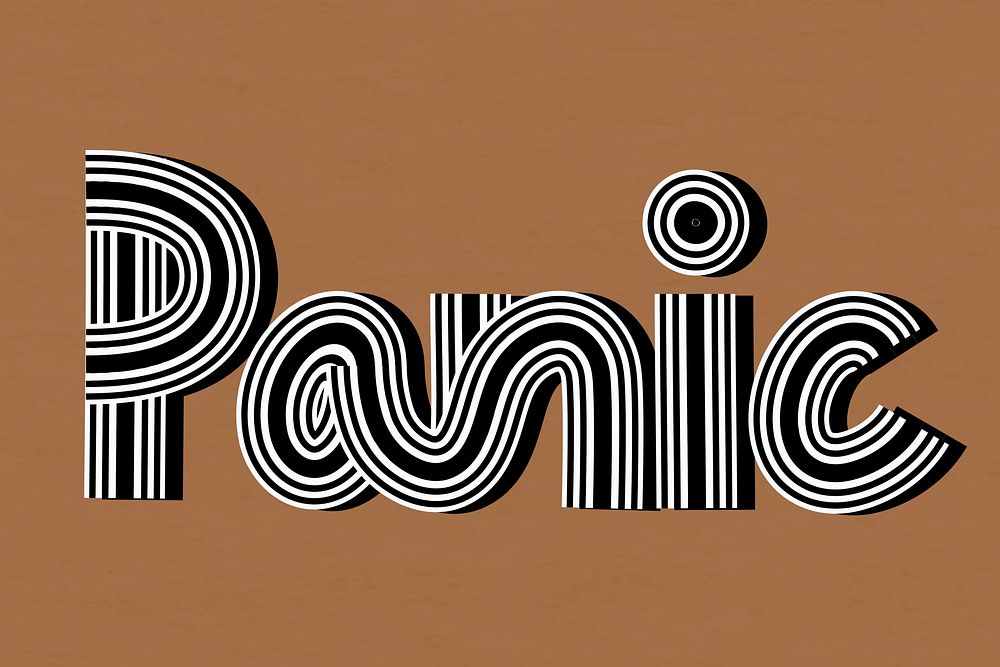 Retro vector panic health word multi line font typography