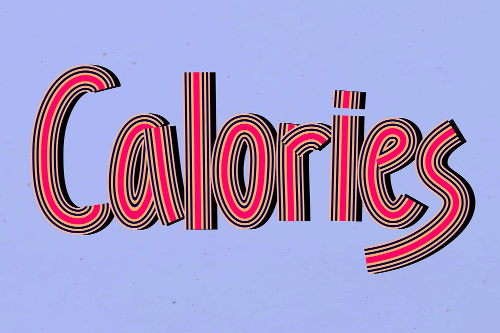 Health word calories vector concentric font calligraphy