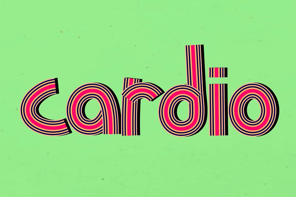 Cardio word hand drawn concentric font typography