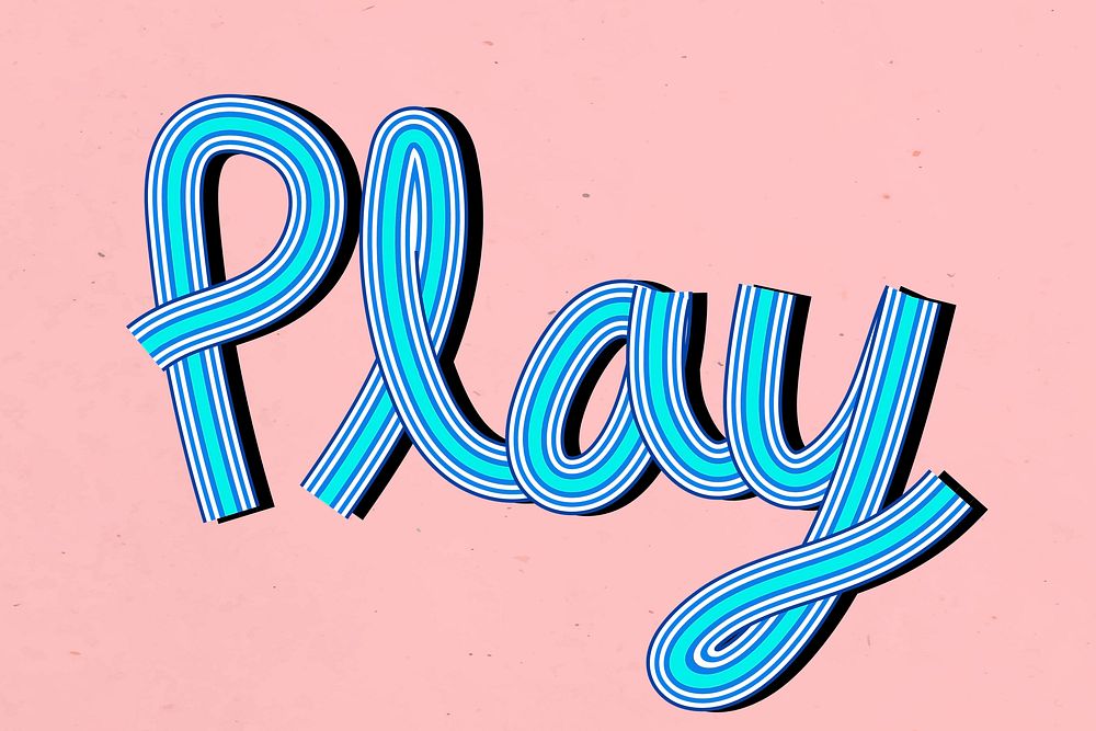 Retro play word lettering line font typography