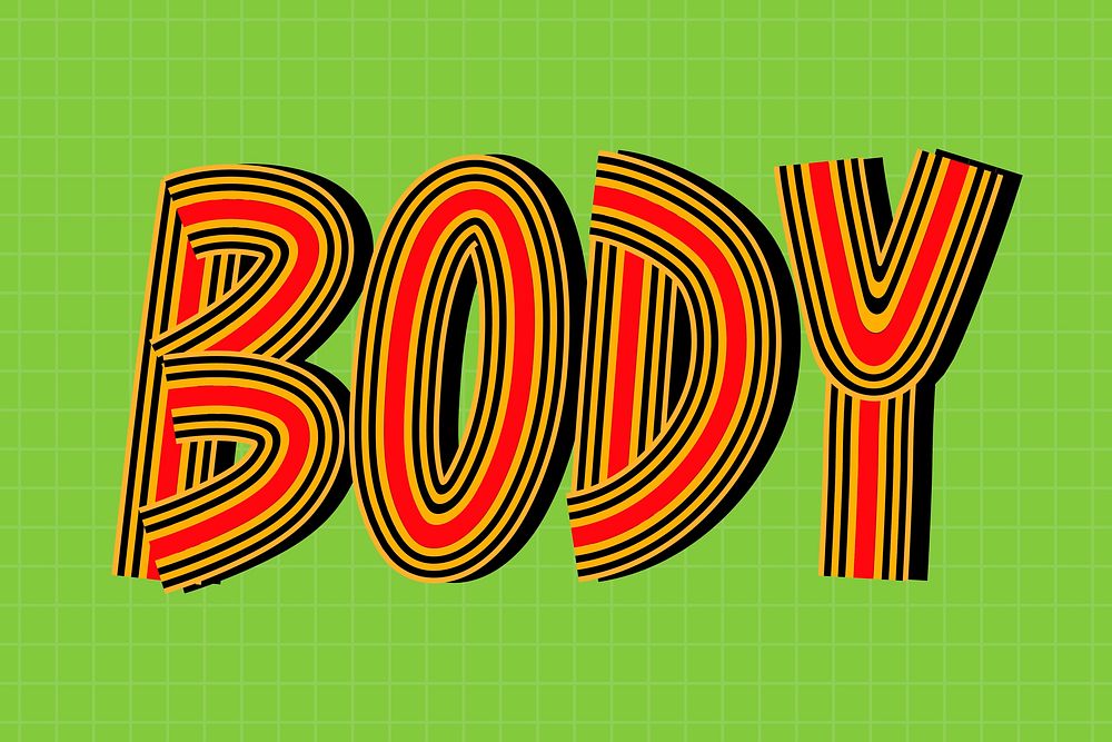 Body text vector health word concentric font calligraphy hand drawn