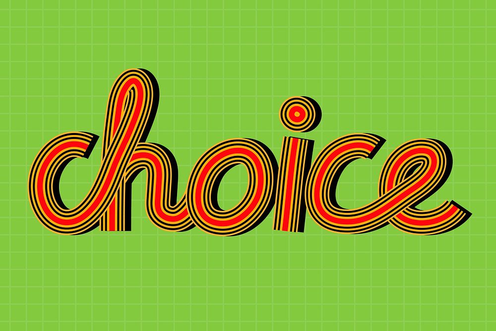 Choice text lettering retro style line font calligraphy