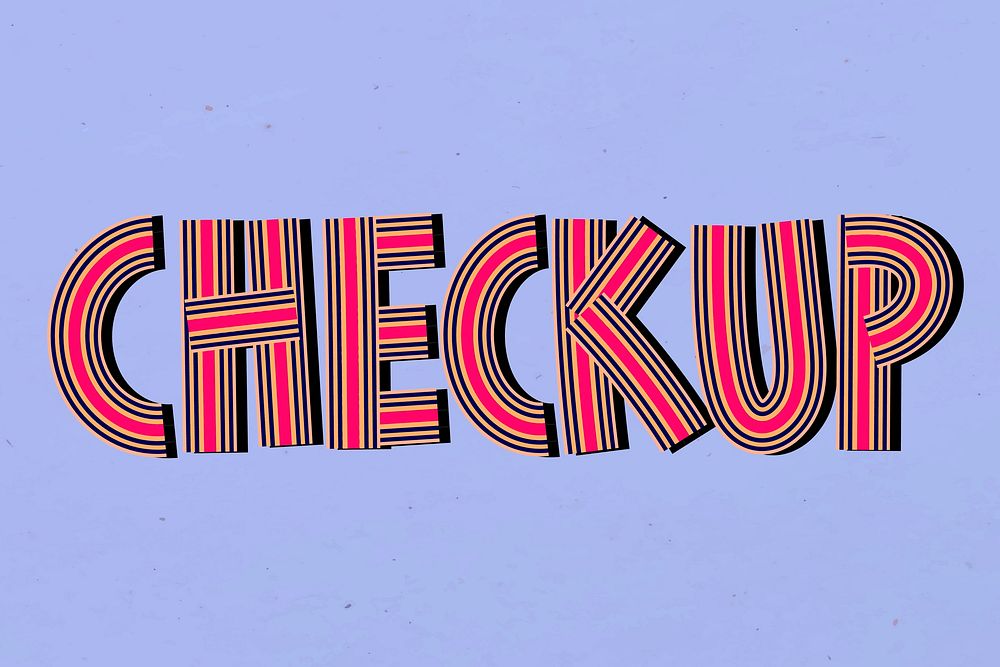 Retro checkup word lettering line font typography