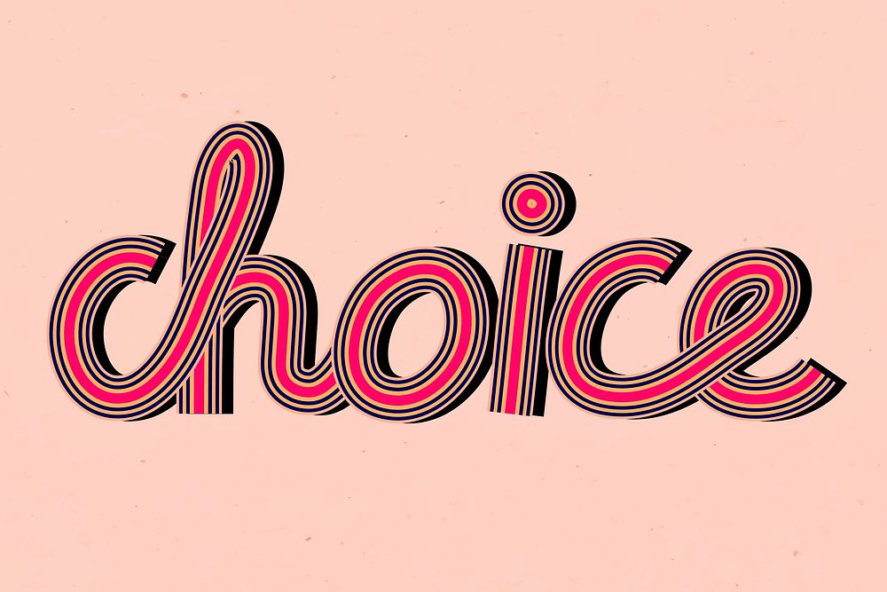 Retro doodle vector choice word concentric font typography