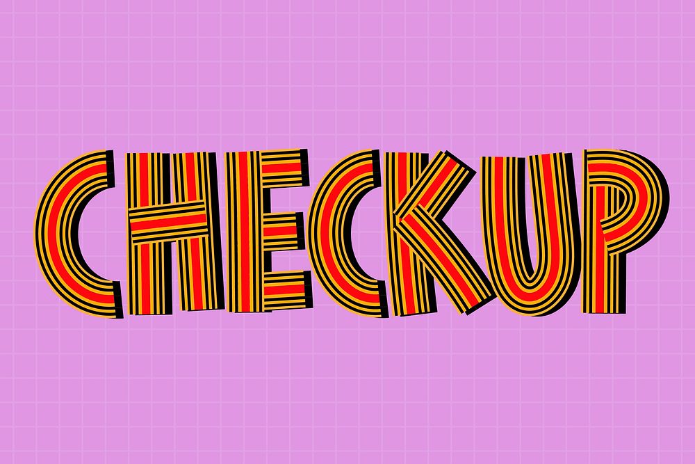 Retro doodle vector checkup word concentric font typography