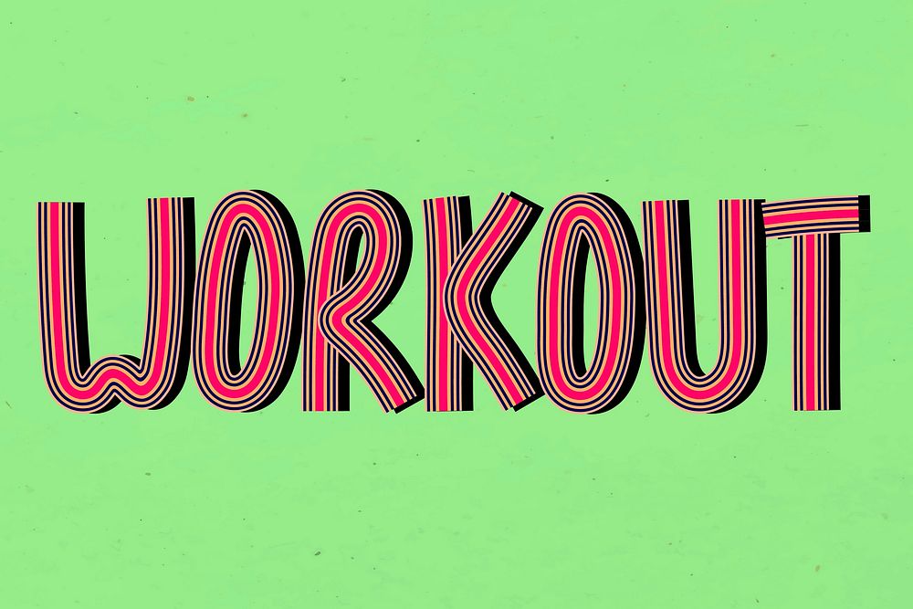 Workout text vector lettering retro style line font calligraphy