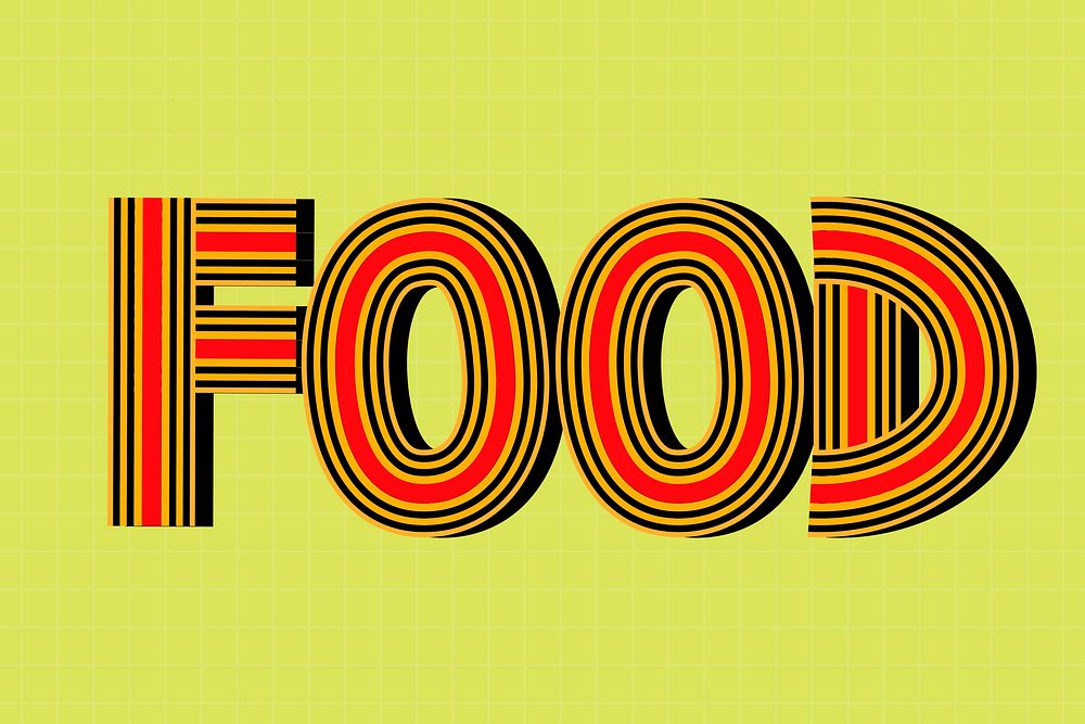 Food text vector lettering retro style line font typography