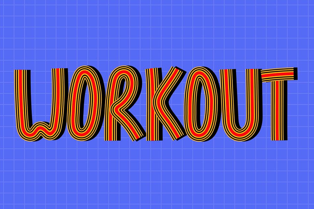 Workout word psd hand drawn concentric font typography