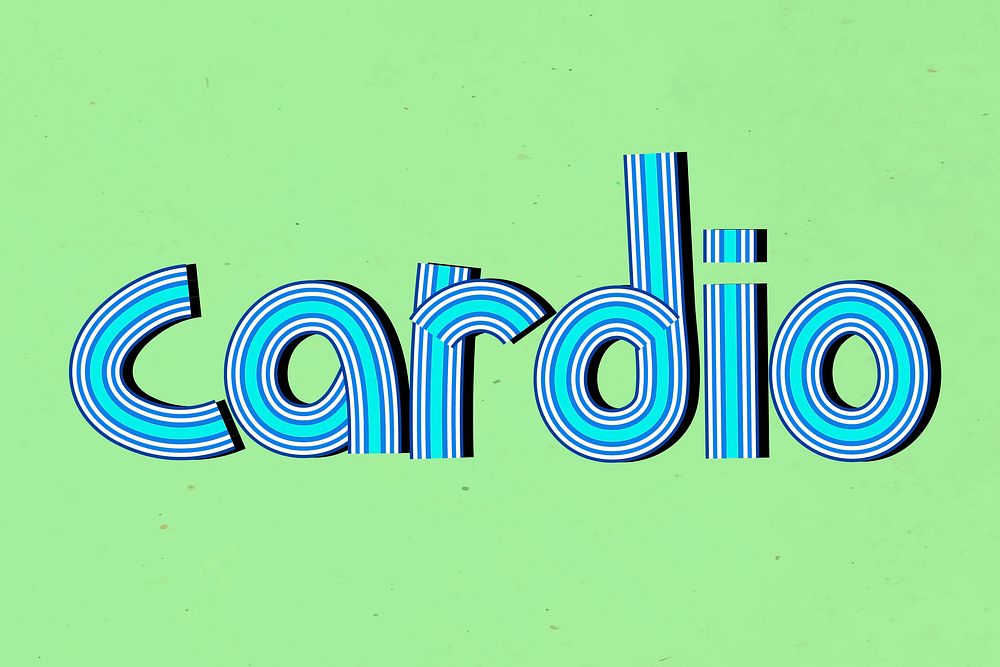 Hand drawn vector cardio word concentric font typography retro