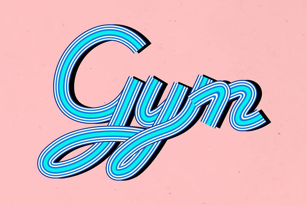 Retro gym word psd line font typography hand drawn
