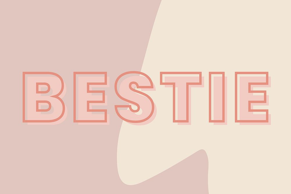 Bestie typography on a brown and beige background vector