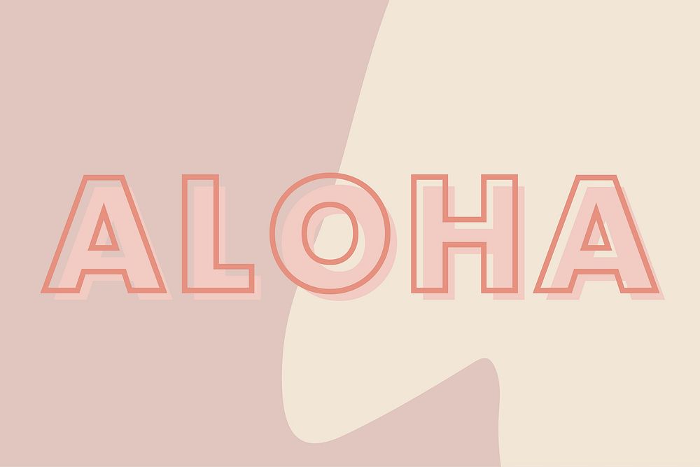 Aloha typography on a brown and beige background vector