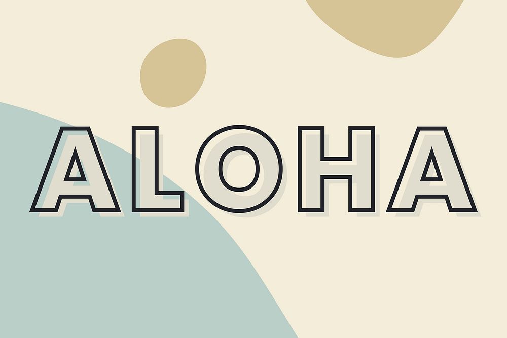 Aloha typography on a green and beige background vector