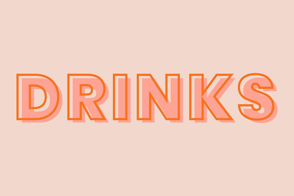 Drinks typography on a pastel peach background vector