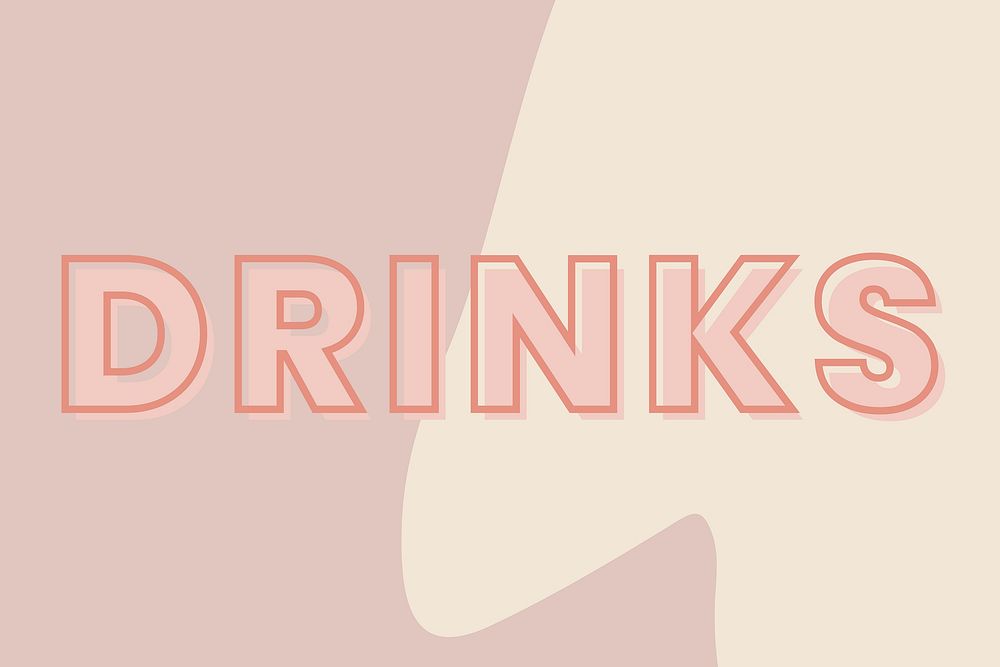 Drinks typography on a brown and beige background vector