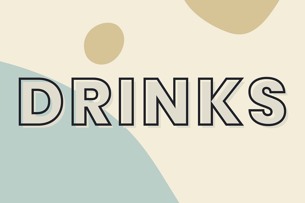 Drinks typography on a green and beige background vector