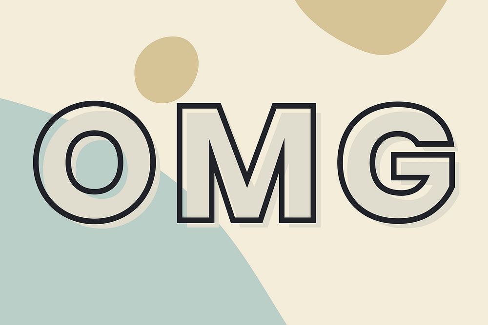 OMG typography on a green and beige background vector