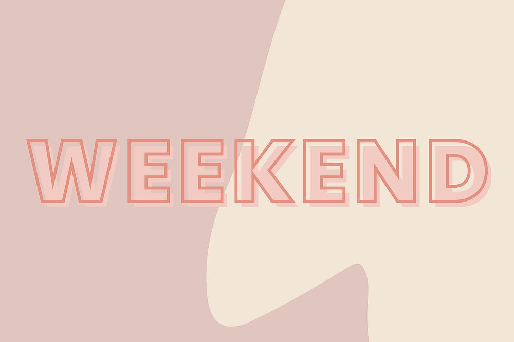 Weekend typography on a brown and beige background vector