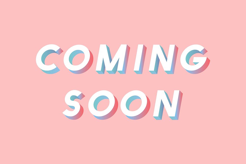 Isometric word Coming soon typography on a millennial pink background vector