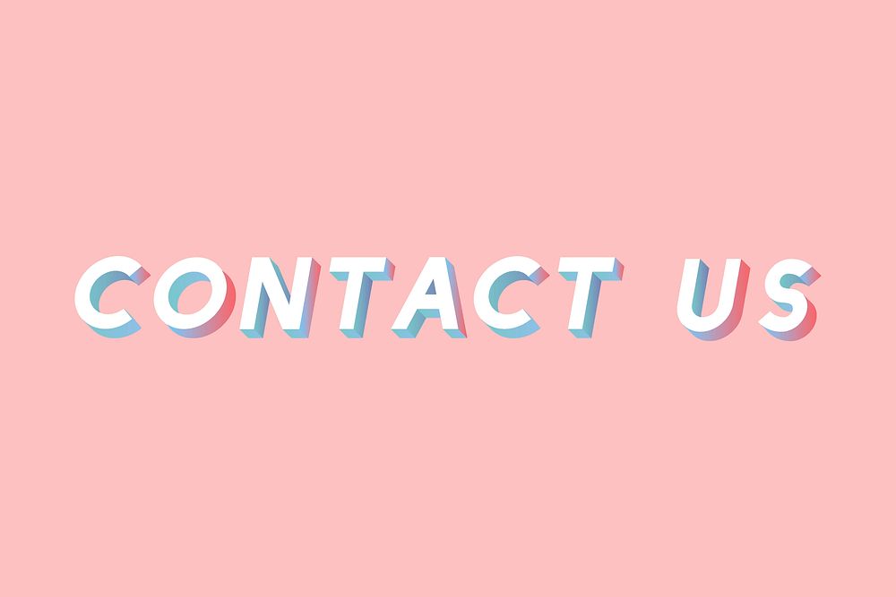 Isometric contact us lettering vector italic font typography
