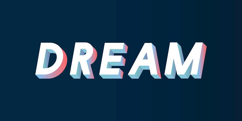 Isometric word Dream typography on a black background vector 