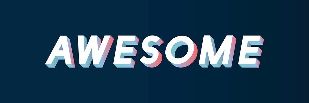 Isometric word Awesome typography on a black background vector