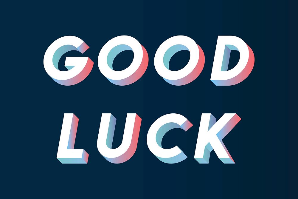 Isometric word Good luck typography on a black background vector