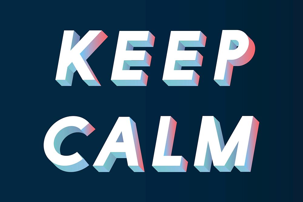Isometric word Keep calm typography on a black background vector