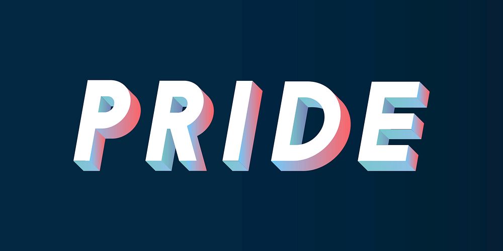 Isometric word Pride typography on a black background vector