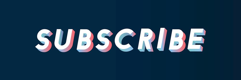 Isometric word Subscribe typography on a black background vector