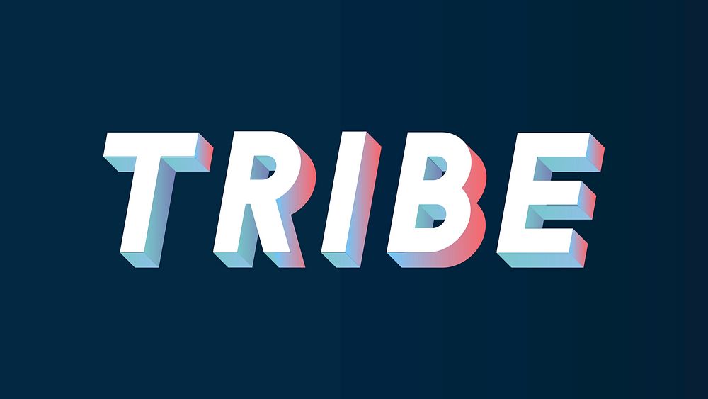 Isometric word Tribe typography on a black background vector