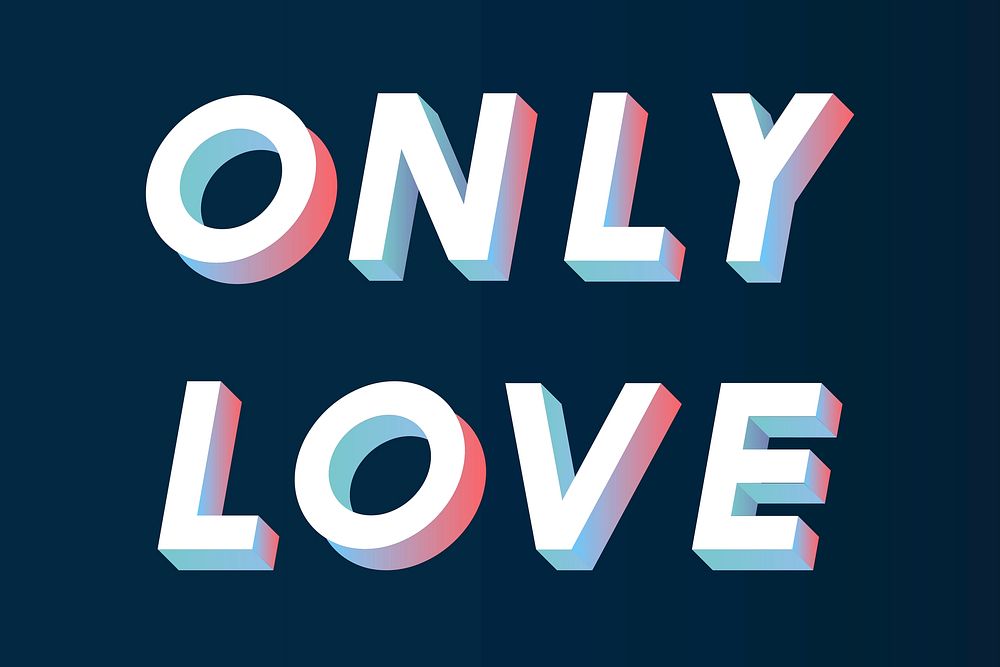Isometric word Only love typography on a black background vector
