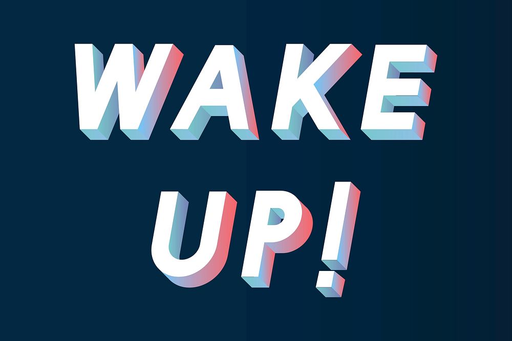 Isometric word Wake up typography on a black background vector
