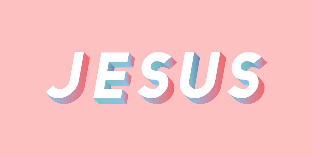 Isometric word Jesus typography on a millennial pink background vector