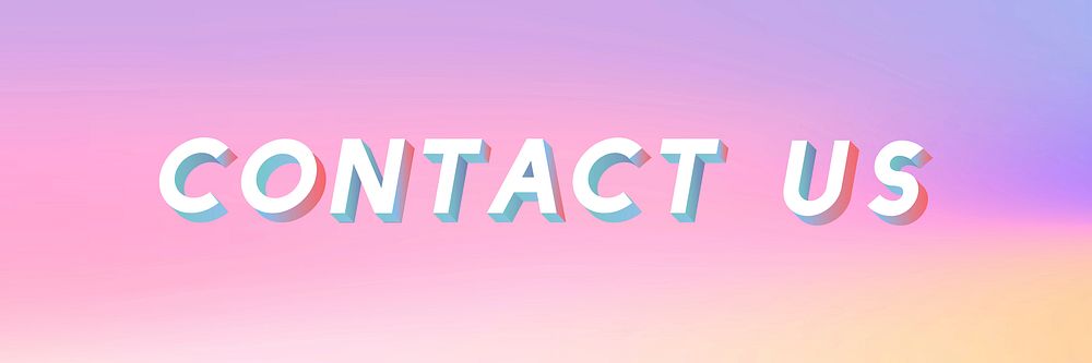 Isometric word Contact us typography on a pastel gradient background vector