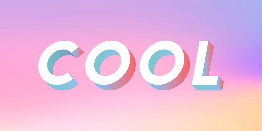 Isometric word Cool typography on a pastel gradient background vector
