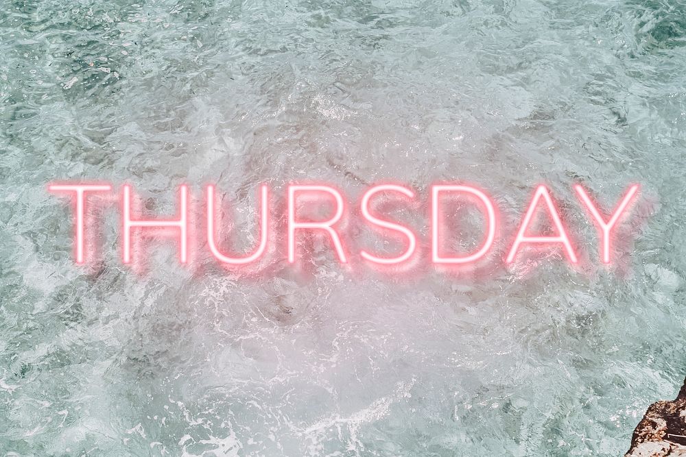 THURSDAY word pink neon typography