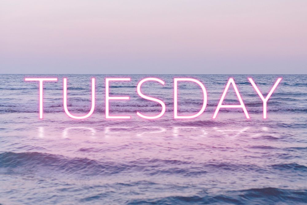 TUESDAY word pink neon typography