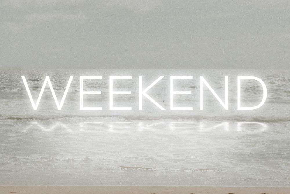 White neon text WEEKEND typography