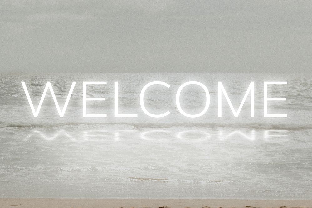 White neon text WELCOME typography