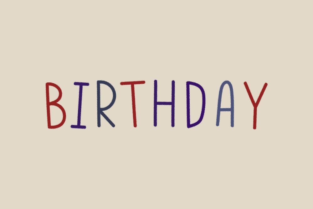 Birthday colorful word clipart typography