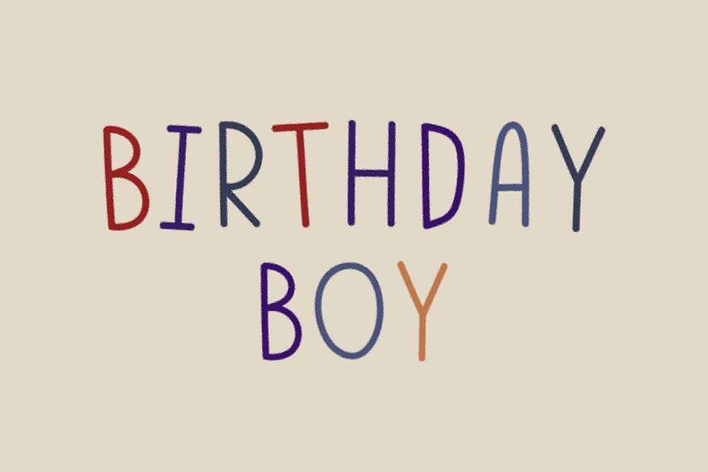 Birthday boy multicolored word illustration