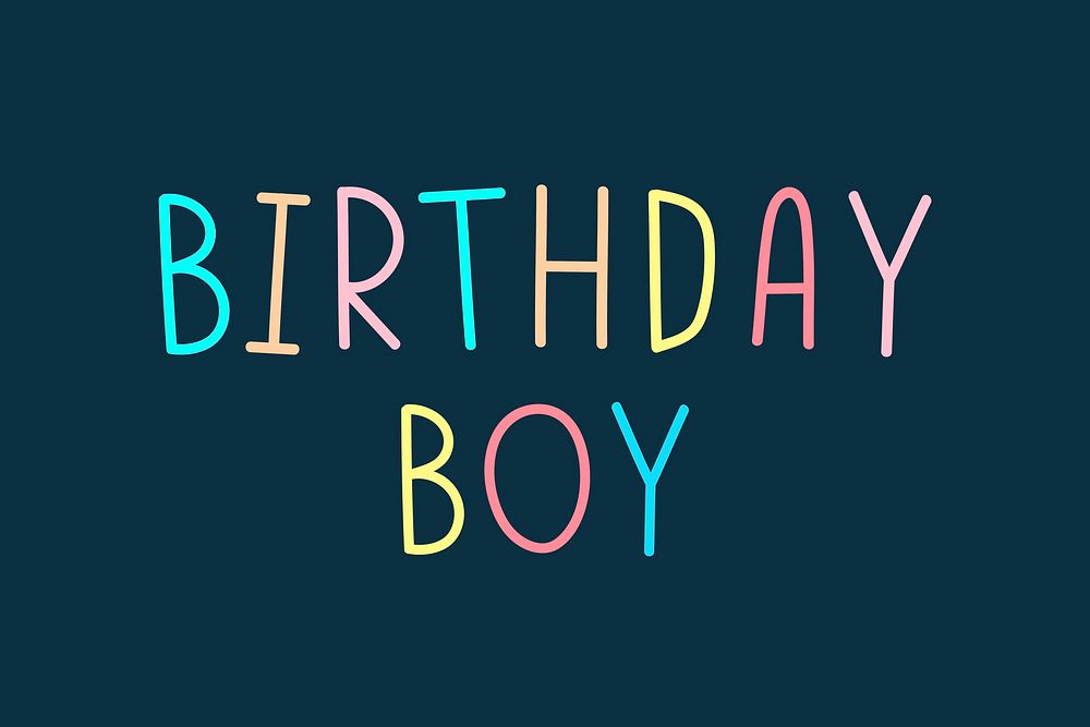 Birthday boy colorful word design