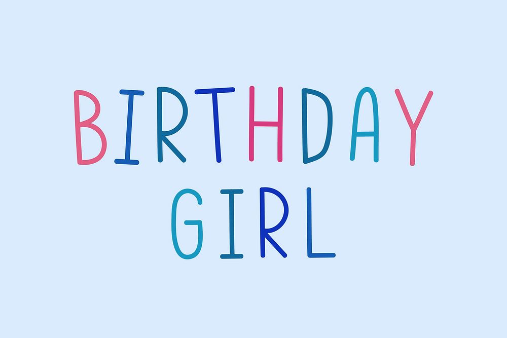 Birthday girl colorful word illustration
