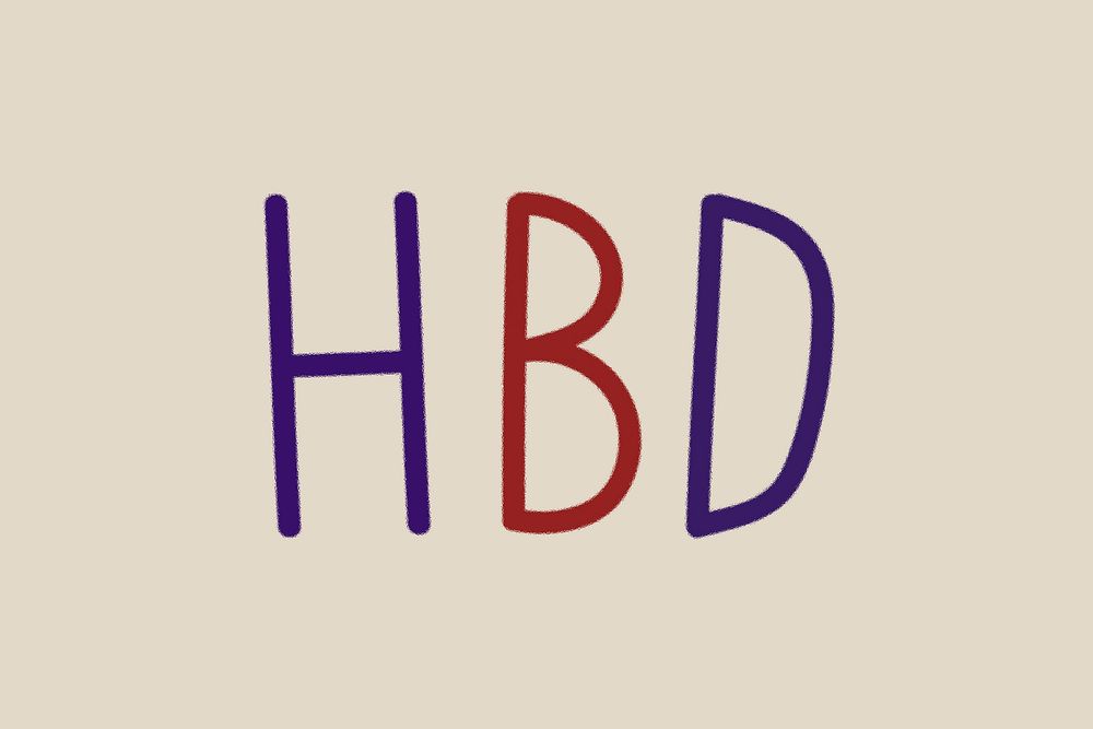 HBD colorful clipart word design